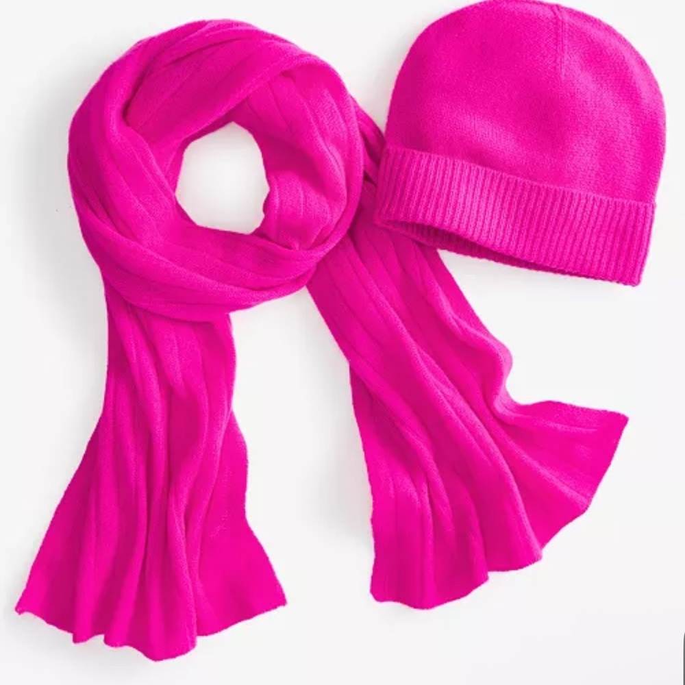 NWT Charter Club 100% Cashmere Pink Flame Beanie Hat Gift Stocking Stuffer - Picture 4 of 5